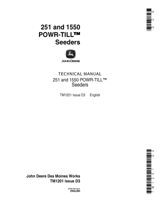 John Deere 1550 Seeders Service Repair Manual