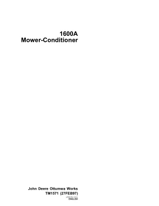 John Deere 1600A Mower Conditioner Service Repair Manual