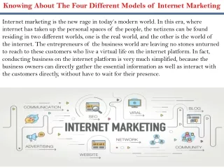 Knowing About The Four Different Models of Internet Marketing