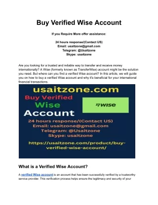 Buy Verified Wise Account