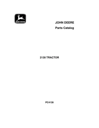 John Deere 2130 Tractor Parts Catalogue Manual