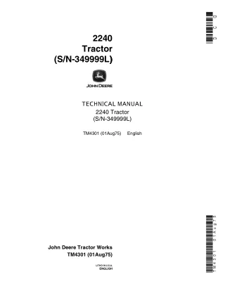 John Deere 2240 Tractor (SN-349999L) Service Repair Manual (tm4301)