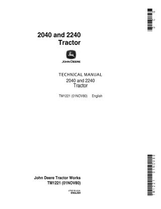 John Deere 2240 Tractor Service Repair Manual (tm1221)