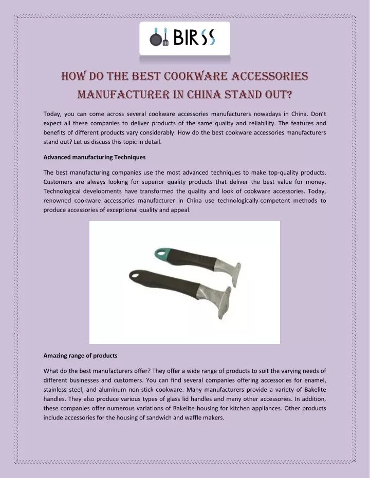 how do the best cookware accessories manufacturer