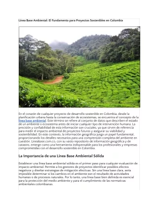 Línea Base Ambiental: El Fundamento para Proyectos Sostenibles en Colombia