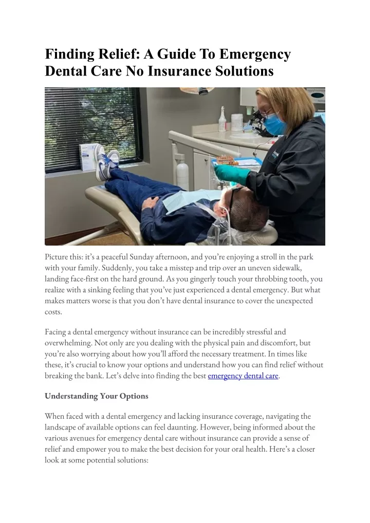 finding relief a guide to emergency dental care