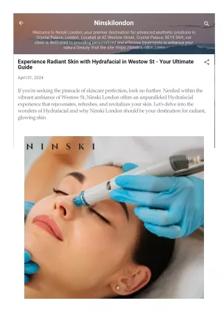 Experience Radiant Skin with Hydrafacial in Westow St - Your Ultimate Guide