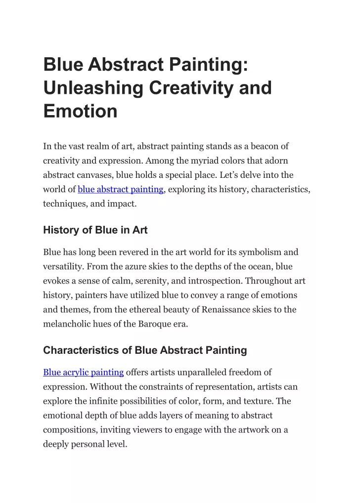 blue abstract painting unleashing creativity