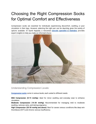 Choosing the Right Compression Socks for Optimal Comfort and Effectiveness