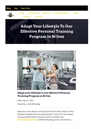 Adapt your lifestyle to our effective Personal Training Program in St Ives