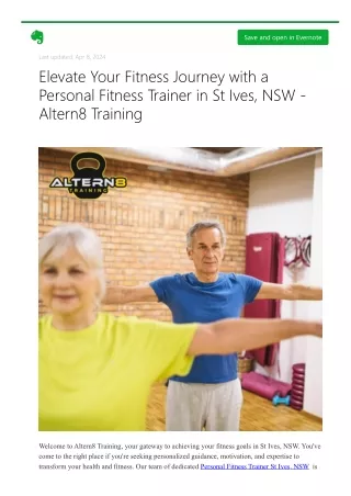 Elevate Your Fitness Journey with a Personal Fitness Trainer in St Ives, NSW - A