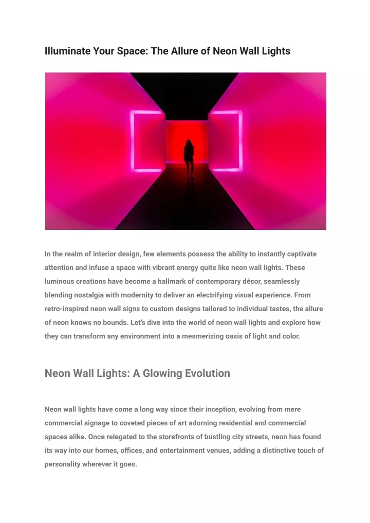 illuminate your space the allure of neon wall