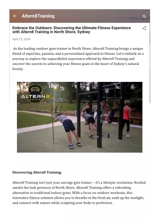 Embrace the Outdoors: Discovering the Ultimate Fitness Experience with Altern8 T