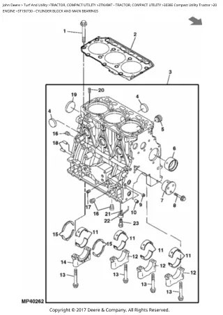 John Deere 3038E Compact Utility Tractor Parts Catalogue Manual (PC9799)