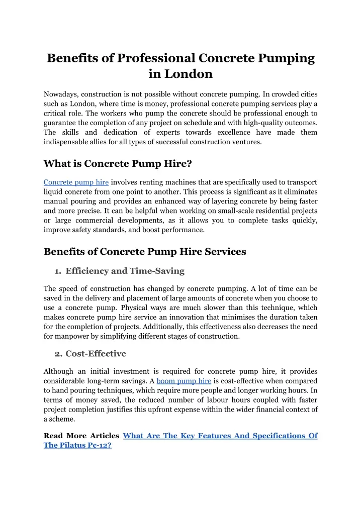 benefits of professional concrete pumping