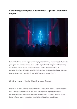 Illuminating Your Space_ Custom Neon Lights in London and Beyond