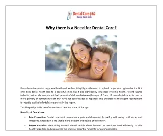 Why there is a Need for Dental Care?