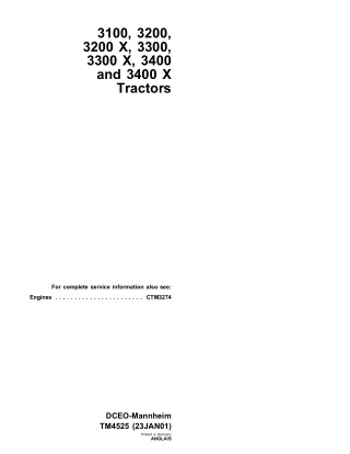 John Deere 3100 Tractor Service Repair Manual (tm4525)