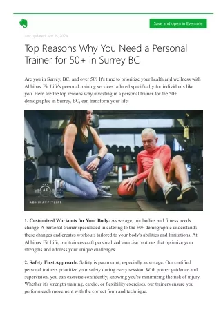 Top Reasons Why You Need a Personal Trainer for 50  in Surrey BC