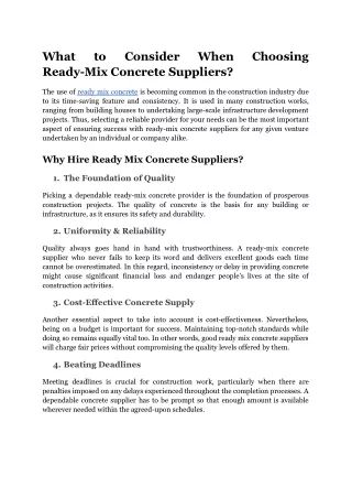 what ready mix concrete suppliers