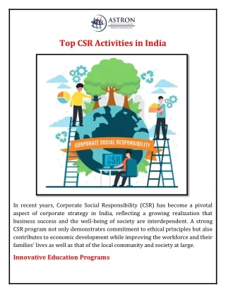 Top CSR Activities in India