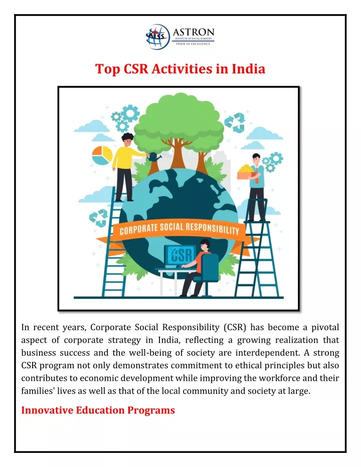 top csr activities in india
