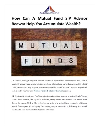 How Can A Mutual Fund SIP Advisor Beawar Help You Accumulate Wealth