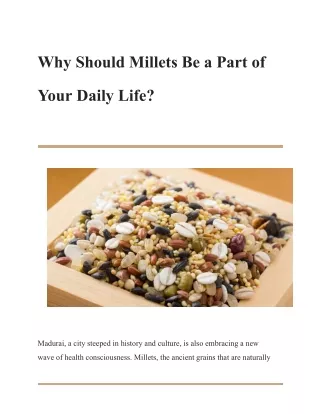 Why Should Millets Be a Part of Your Daily Life