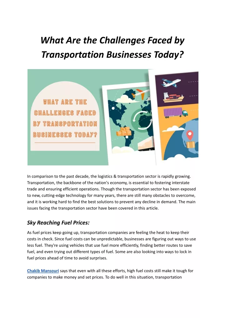 what are the challenges faced by transportation