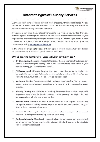 Different Types of Laundry Services