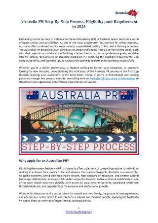 Australia PR Step-By-Step Process, Eligibility, and Requirement in 2024