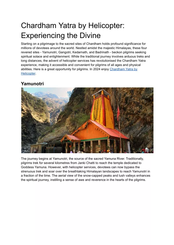 chardham yatra by helicopter experiencing