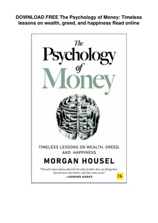 DOWNLOAD FREE  The Psychology of Money: Timeless lessons on wealth, greed, and