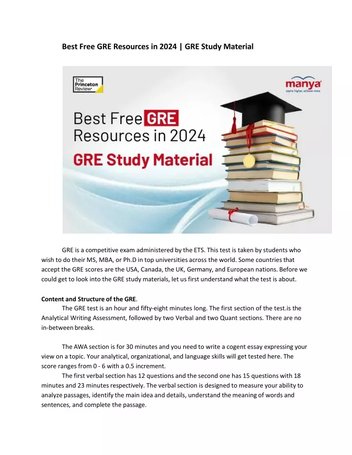 best free gre resources in 2024 gre study material