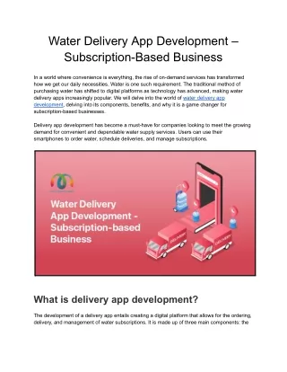 Water Delivery App Development – Subscription-Based Business
