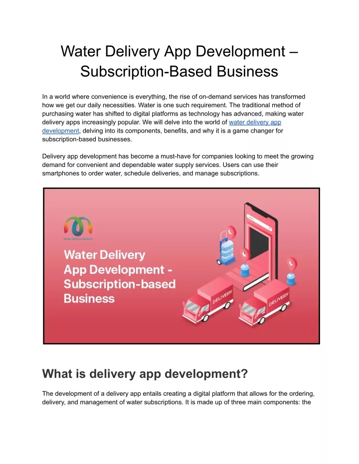 water delivery app development subscription based