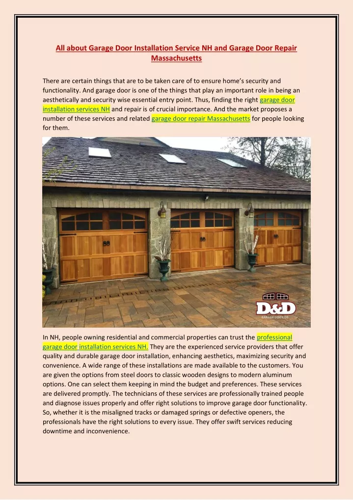 all about garage door installation service