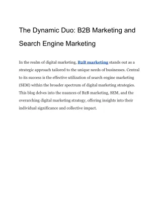 The Dynamic Duo_ B2B Marketing and Search Engine Marketing