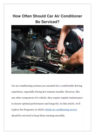 How Often Should Car Air Conditioner Be Serviced?