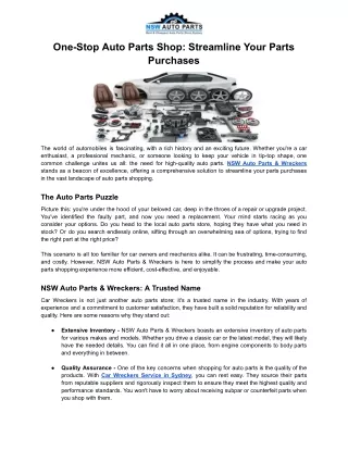 One-Stop Auto Parts Shop_Streamline Your Parts