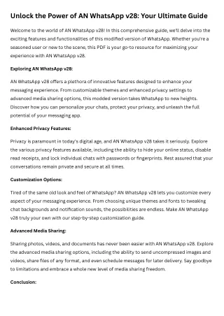 Unlocking the Potential: AN WhatsApp v28 Ultimate Guide