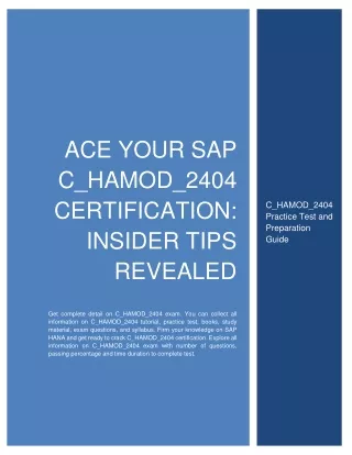 Ace Your SAP C_HAMOD_2404 Certification: Insider Tips Revealed