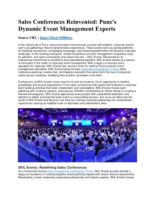 Sales Conferences Reinvented- Pune's Dynamic Event Management Experts