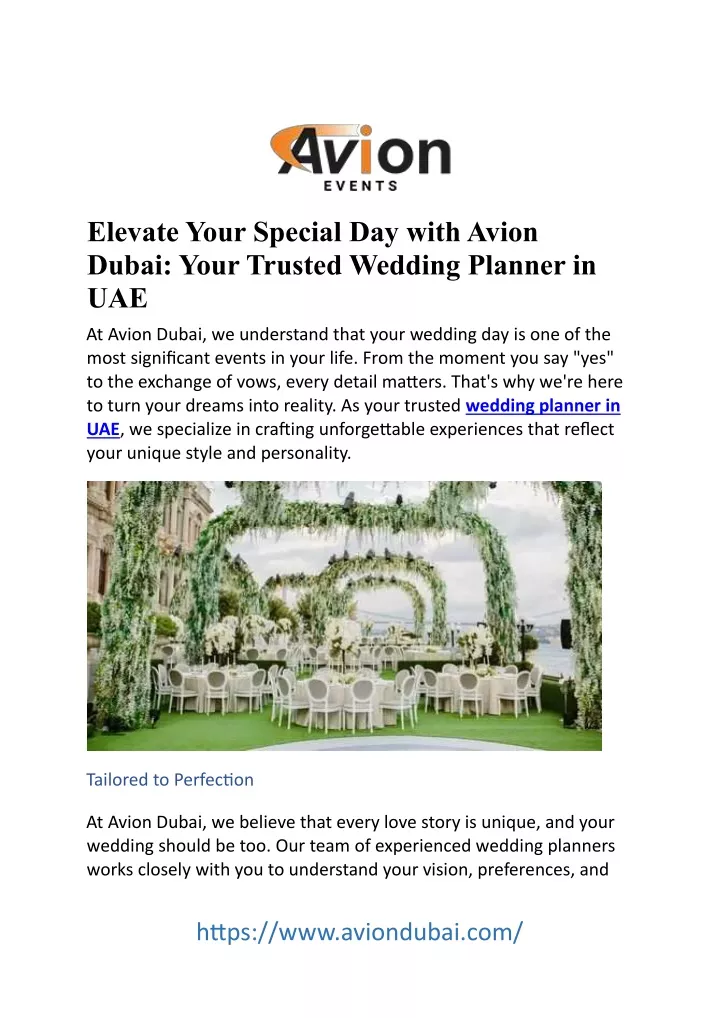 elevate your special day with avion dubai your