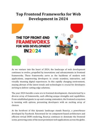 Top Frontend Frameworks for Web Development in 2024