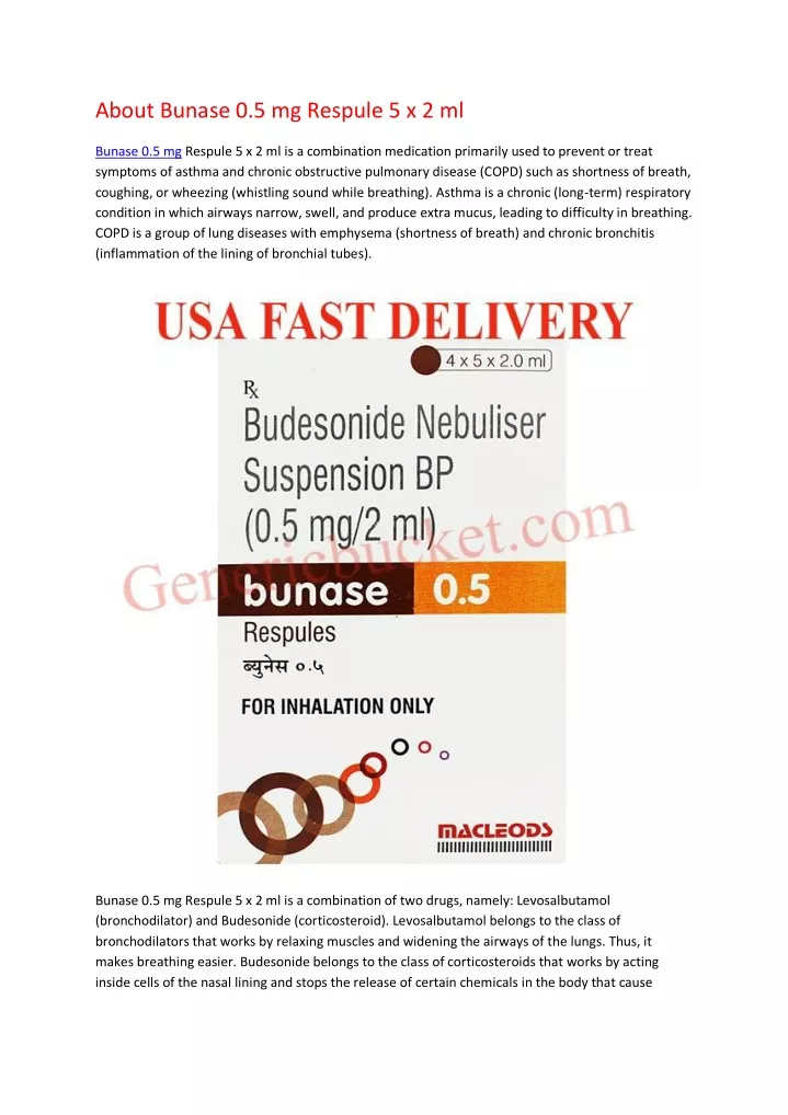 about bunase 0 5 mg respule 5 x 2 ml