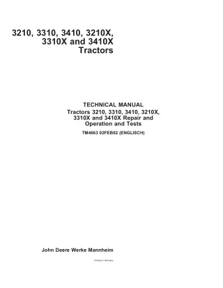 John Deere 3410X Tractor Service Repair Manual (tm4663)