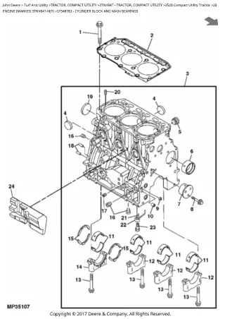 John Deere 3520 Compact Utility Tractor Parts Catalogue Manual (PC9394)