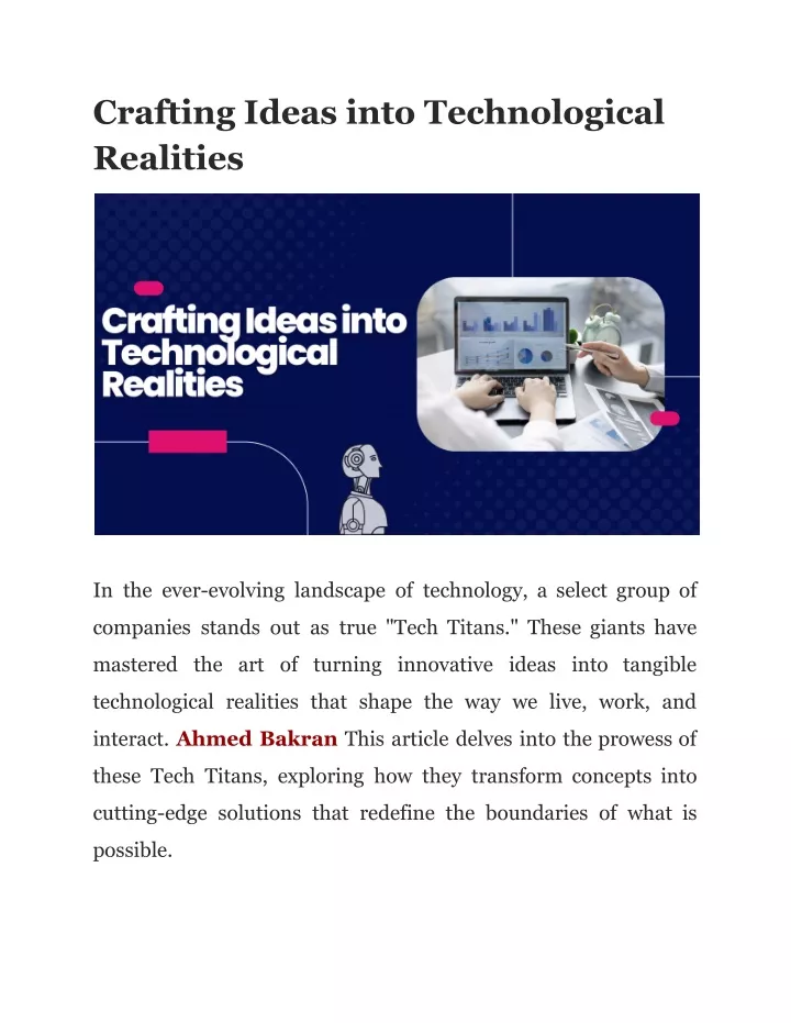 crafting ideas into technological realities