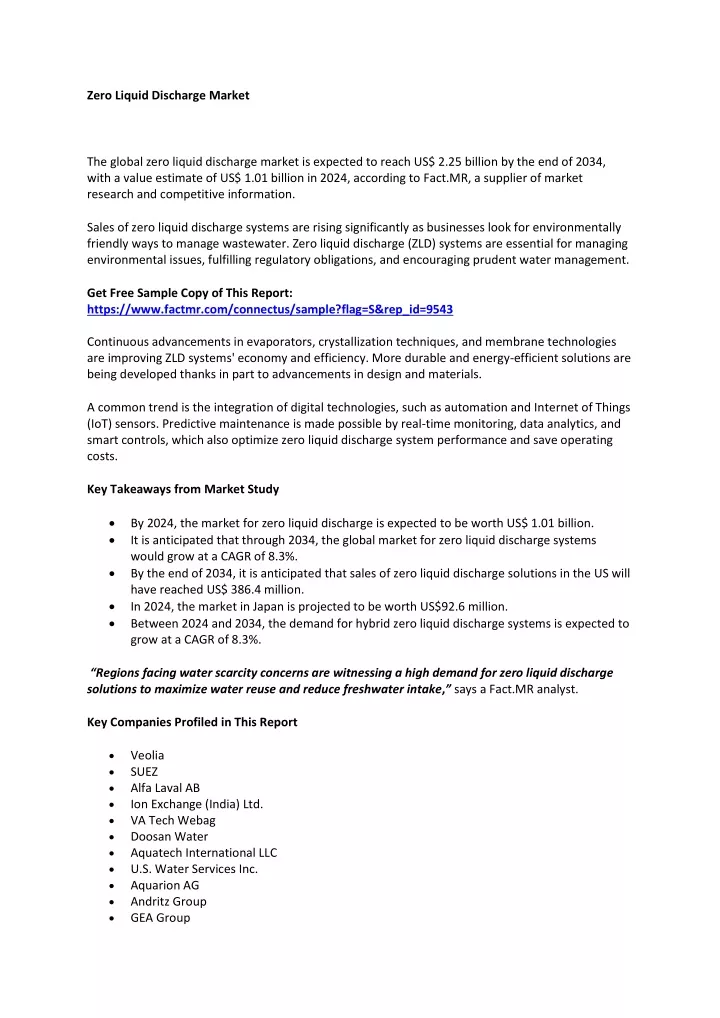 zero liquid discharge market